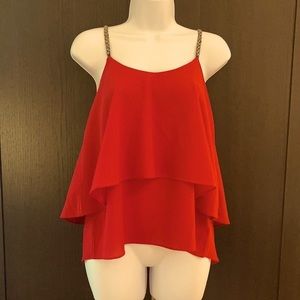Lovemarks Layered Red Cami with Beaded Straps